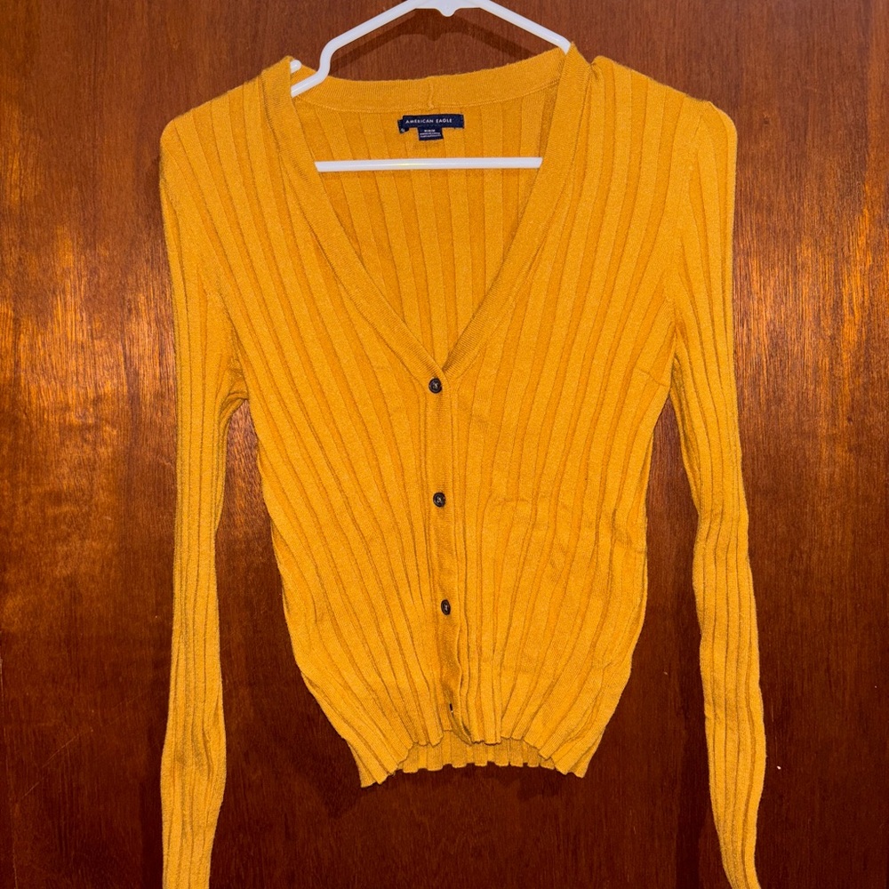 American Eagle Outfitters Mustard Ribbed Cardigan